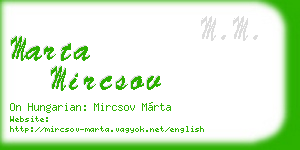 marta mircsov business card